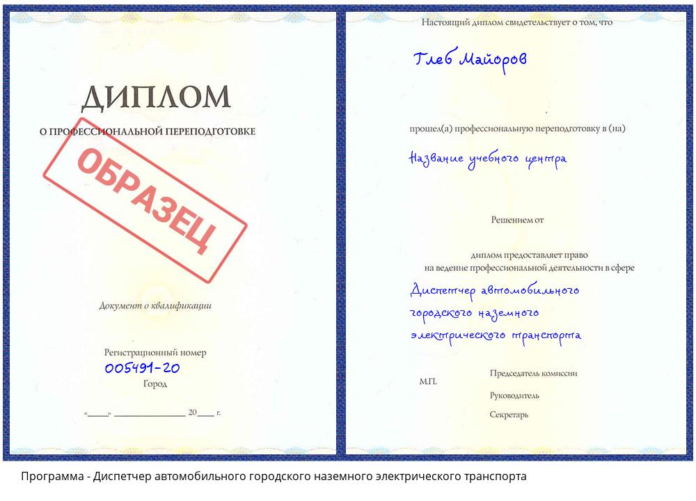 Диспетчер автомобильного городского наземного электрического транспорта Сухой Лог