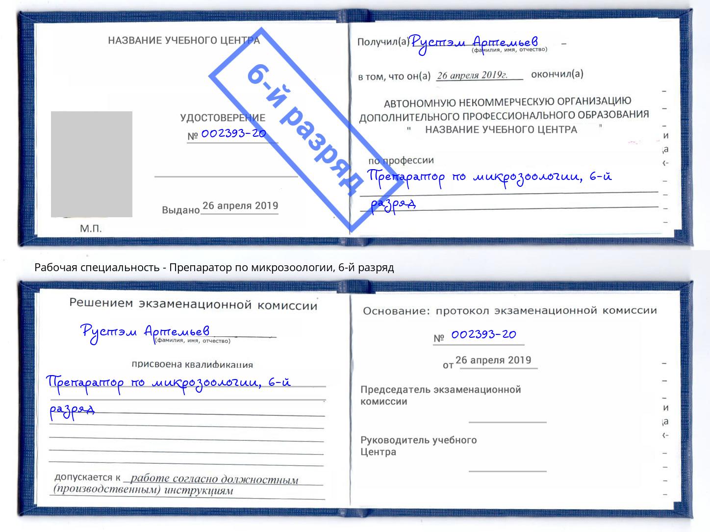 корочка 6-й разряд Препаратор по микрозоологии Сухой Лог